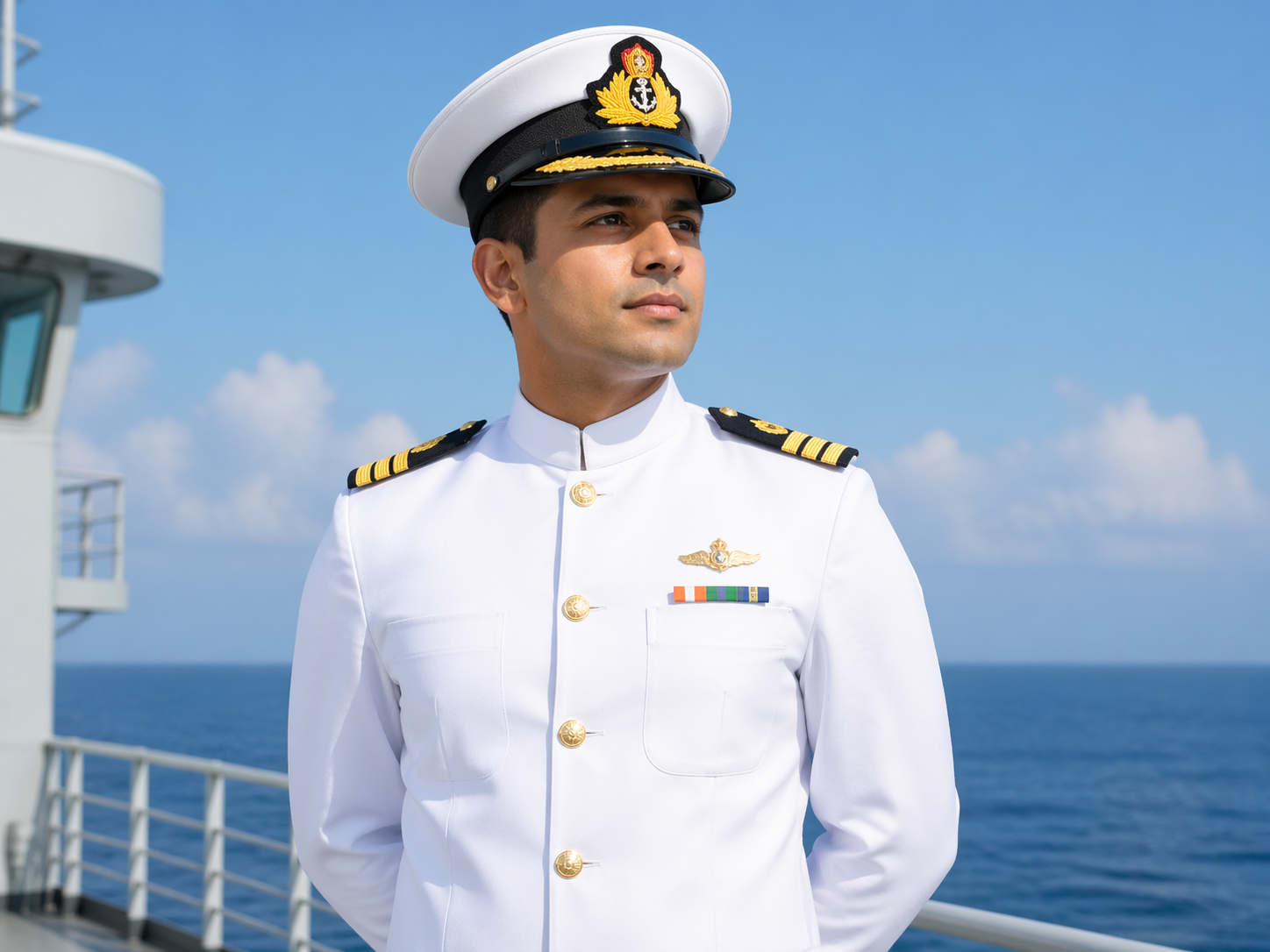 Merchant Navy Officer in white uniform